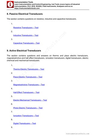 Instrumentation engineering multiple choice questions PDF