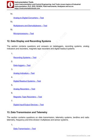 Instrumentation engineering multiple choice questions PDF