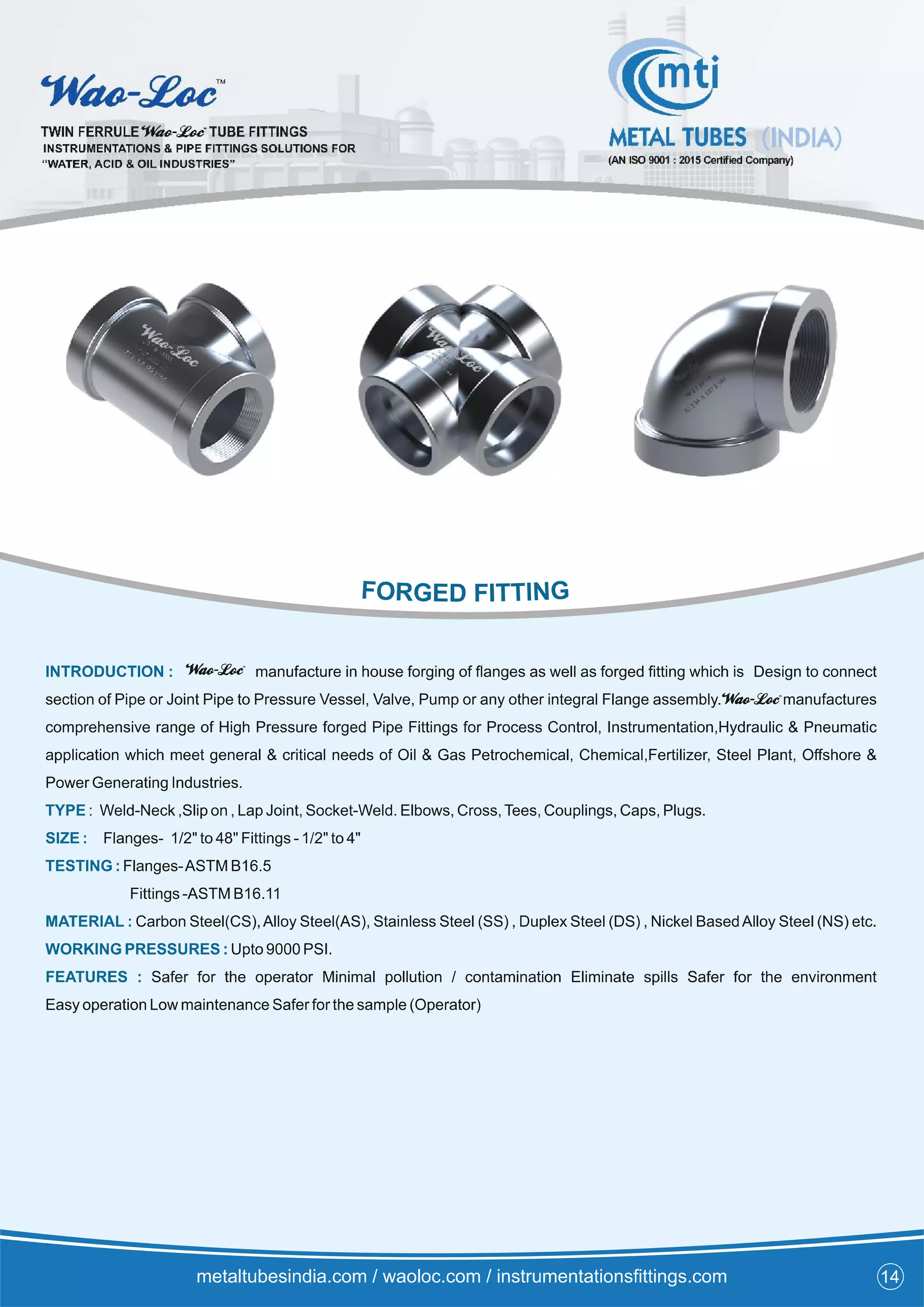 Instrumentation fittings catalog PDF
