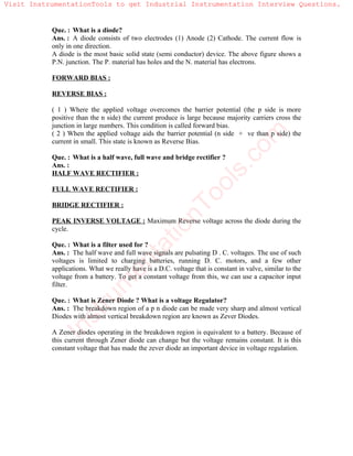 Instrumentation Interview Questions Download | PDF