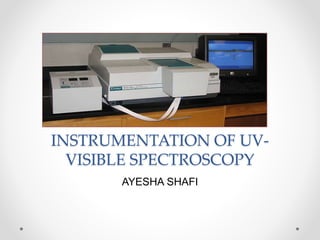 INSTRUMENTATION OF UV-
VISIBLE SPECTROSCOPY
AYESHA SHAFI
 