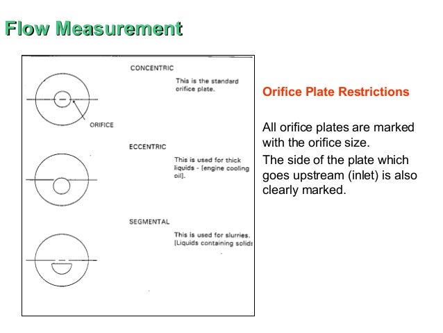 Flow Measurement                   Orifice Plate Restrictions                   All orifice plates are marked             ...