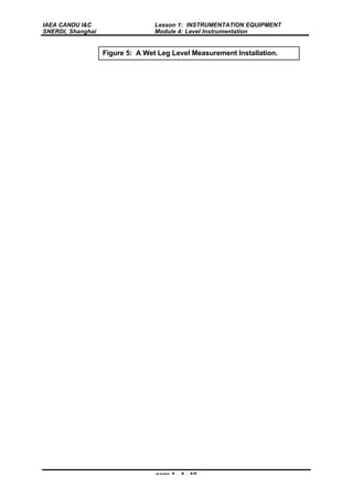 IAEA CANDU I&C
SNERDI, Shanghai
Lesson 1: INSTRUMENTATION EQUIPMENT
Module 4: Level Instrumentation
page 1 - 4 - 10
Figure 5: A Wet Leg Level Measurement Installation.
 