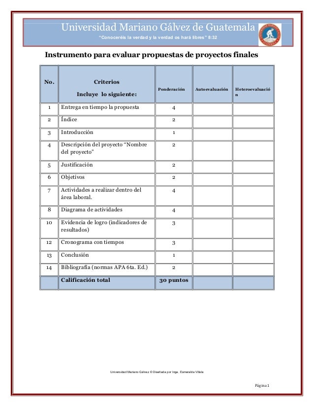 Instrumento para evaluar proyectos Instrumento para evaluar proyectos