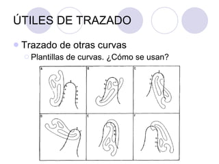 ÚTILES DE TRAZADO Trazado de otras curvas Plantillas de curvas. ¿Cómo se usan? 