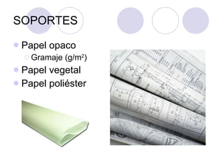 SOPORTES Papel opaco Gramaje (g/m 2 ) Papel vegetal Papel poliéster 