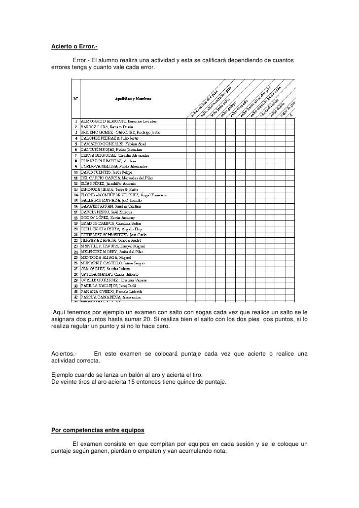 Instrumentos De EvaluacióN En EducacióN FíSica