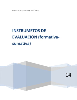 UNIVERSIDAD DE LAS AMÉRICAS 
14 
INSTRUMETOS DE 
EVALUACIÓN (formativa-sumativa) 
 