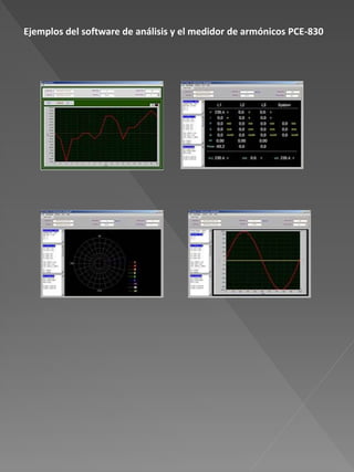 Ejemplos del software de análisis y el medidor de armónicos PCE-830
 