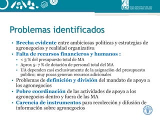 Instrumentos de política para apoyar el desarrollo de negocios rurales en las américas
