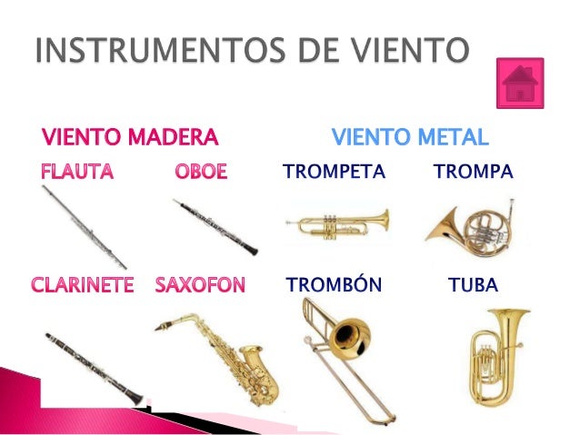 Resultado de imagen de instrumentos de viento metal y madera