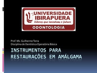 Prof. Ms. Guilherme Terra
Disciplina de Dentística Operatória Básica

INSTRUMENTOS PARA
RESTAURAÇÕES EM AMÁLGAMA
 