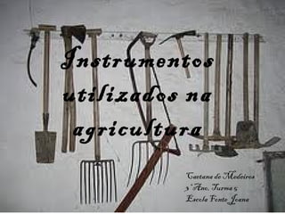 Instrumentos
utilizados na
 agricultura
          Caetana de Medeiros
          3º Ano, Turma 5
          Escola Fonte Joana
 