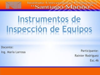 Instrumentos de
Inspección de Equipos
Participante:
Rainier Rodríguez
Esc.46
Docente:
Ing. María Larrosa
 
