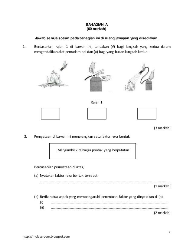 Contoh Soalan Percubaan Pt3 Kemahiran Hidup Ert - Soalan bo