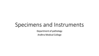 Specimens and Instruments
Department of pathology
Andhra Medical College
 