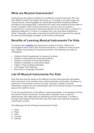 Instruments and Their Names: A Musical Journey for Kids | DOCX