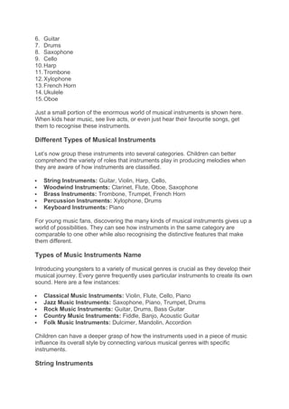 Recognising Instruments Instruments and Their Names: A Musical Journey for Kids | DOCX