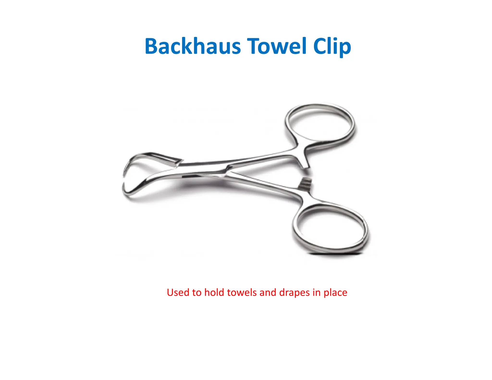 Backhaus Towel Clip
Used to hold towels and drapes in place
 