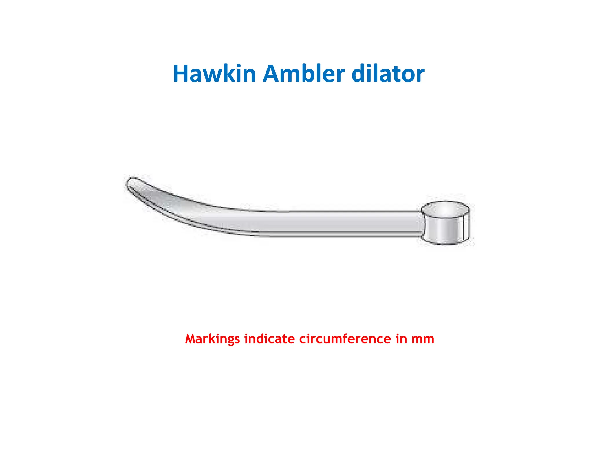 Hawkin Ambler dilator
Markings indicate circumference in mm
 