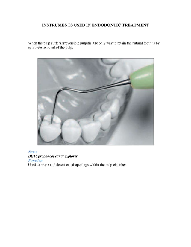 Instruments used in endodontic treatment PDF