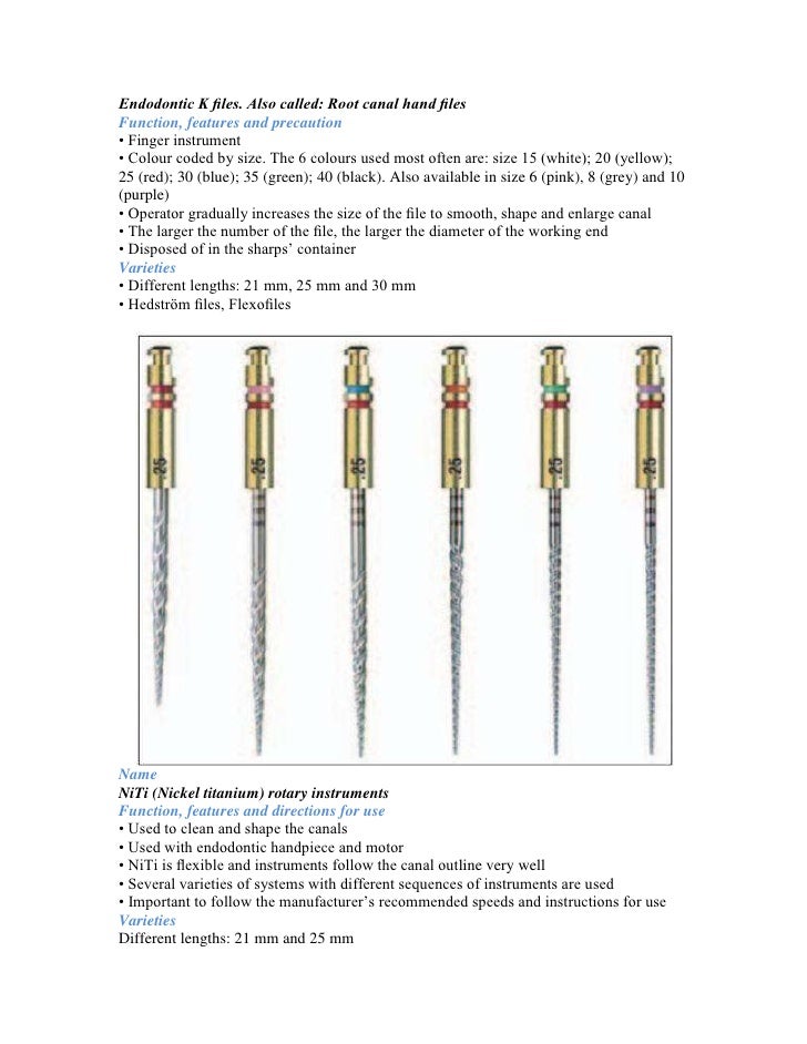 Instruments used in endodontic treatment