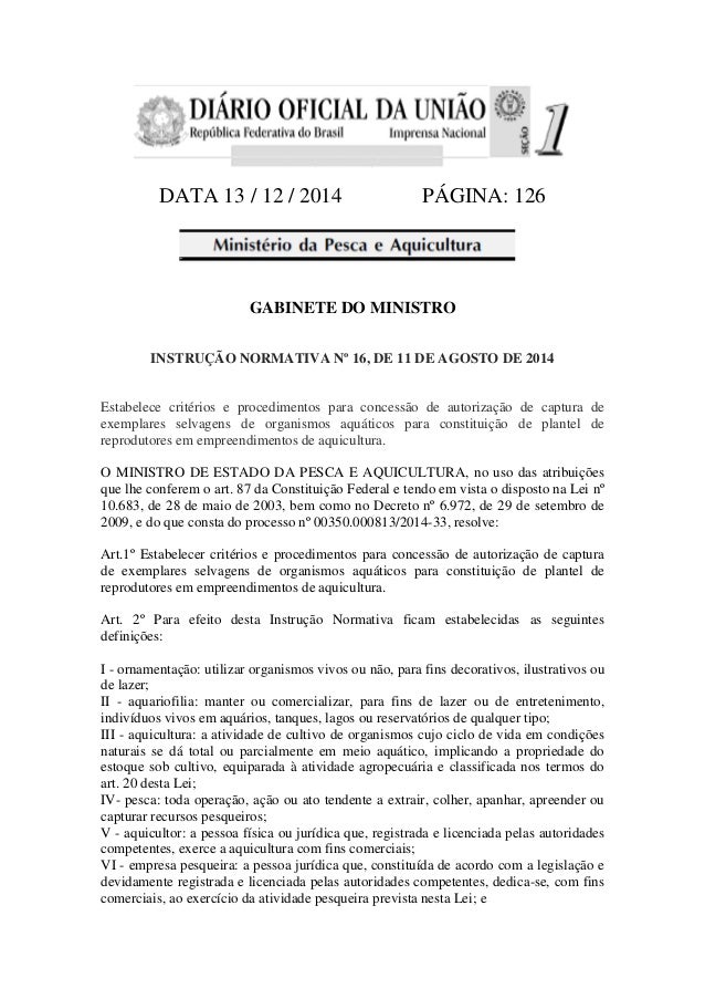 INSTRUÇÃO NORMATIVA: Estabelece critérios e procedimentos 