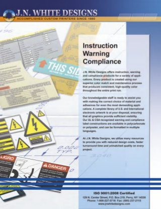 Instruction warning compliance labels