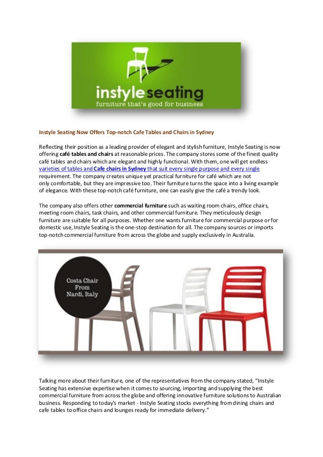 Instyle seating now offers top notch cafe tables and chairs in sydney