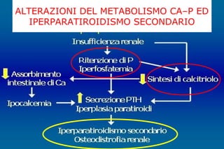 ALTERAZIONI DEL METABOLISMO CA–P ED
IPERPARATIROIDISMO SECONDARIO
 