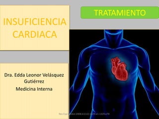 INSUFICIENCIA
CARDIACA
Dra. Edda Leonor Velásquez
Gutiérrez
Medicina Interna
TRATAMIENTO
Rev Esp Cardiol.2008;61(12):1329.e1-1329.e70
 