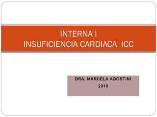 DRA. MARCELA AGOSTINI
2018
INTERNA I
INSUFICIENCIA CARDIACA ICC
 