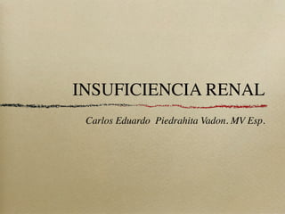 INSUFICIENCIA RENAL
 Carlos Eduardo Piedrahita Vadon. MV Esp.
 