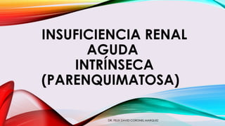 INSUFICIENCIA RENAL
AGUDA
INTRÍNSECA
(PARENQUIMATOSA)
DR. FELIX DAVID CORONEL MARQUEZ
 