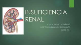 INSUFICIENCIA
RENAL
AXEL M. PATIÑO HERNÁNDEZ
HOSPITAL REGIONAL DE RÍO BLANCO
ENERO 2015
 