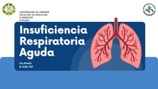 Insuficiencia
Insuficiencia



Respiratoria
Respiratoria



Aguda
Aguda
Lia Araúz
8-944-147
UNIVERSIDAD DE PANAMÁ
FACULTAD DE MEDICINA
X SEMESTRE
CIRUGÍA
 