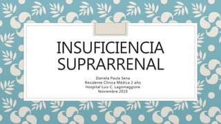 INSUFICIENCIA
SUPRARRENAL
Daniela Paula Sena
Residente Clínica Médica 2 año
Hospital Luis C. Lagomaggiore
Noviembre 2019
 