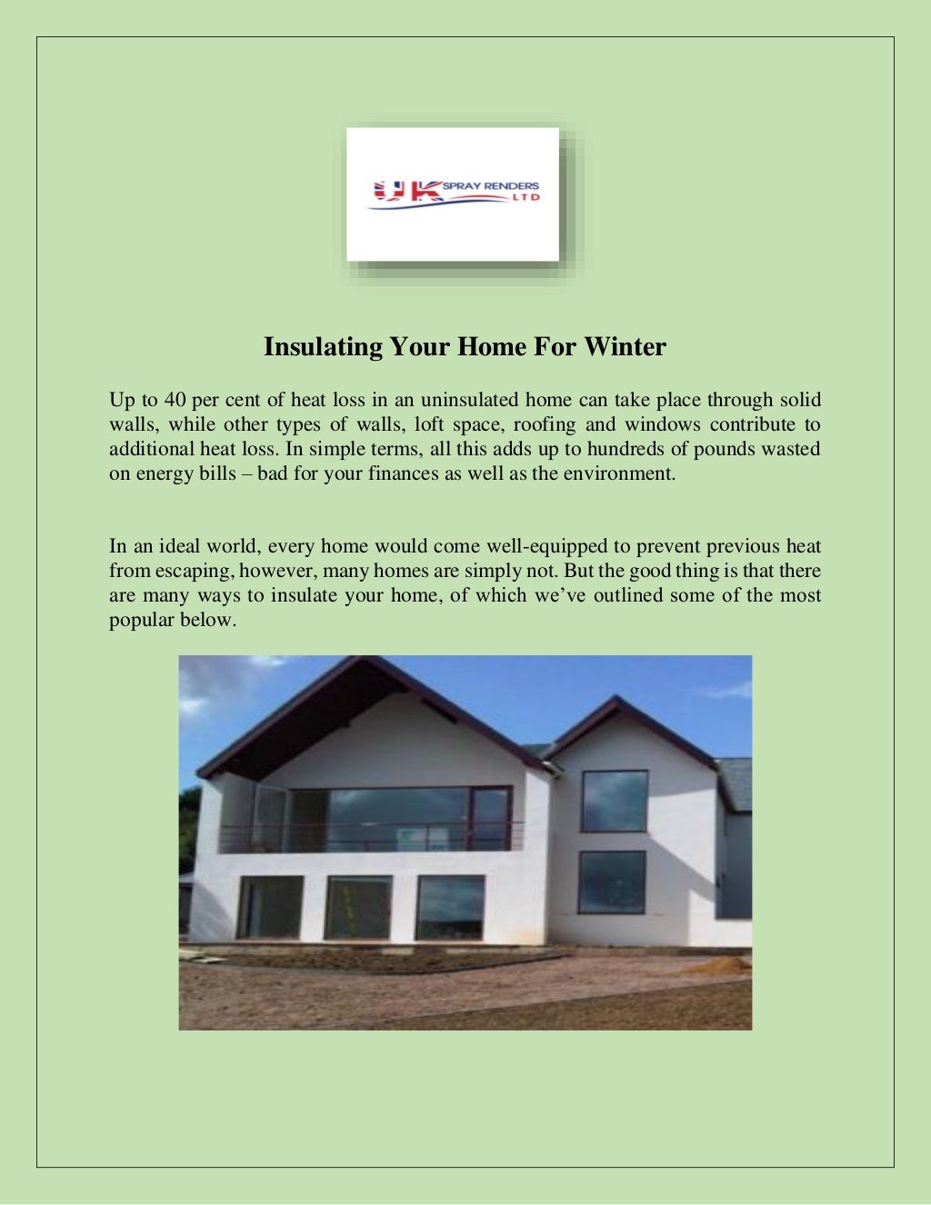 Insulating your home for winter