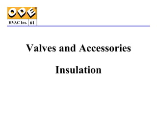 HVAC Ins.
Valves and Accessories
61
Insulation
 
