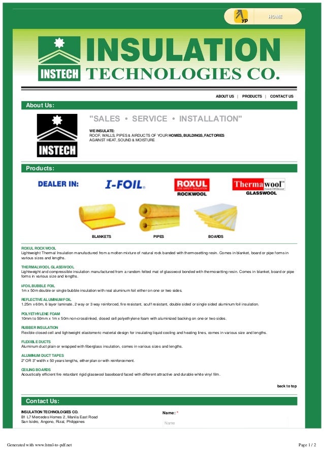 Insulation materials and services insulation technologies co