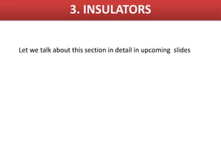 3. INSULATORS
Let we talk about this section in detail in upcoming slides
 