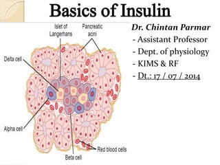 Basics of Insulin
Dr. Chintan Parmar
- Assistant Professor
- Dept. of physiology
- KIMS & RF
- Dt.: 17 / 07 / 2014
 