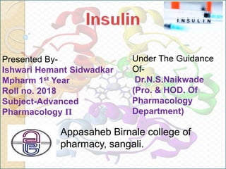 Role of Insulin in Health and Disease: a polypeptide hormone. | PPTX