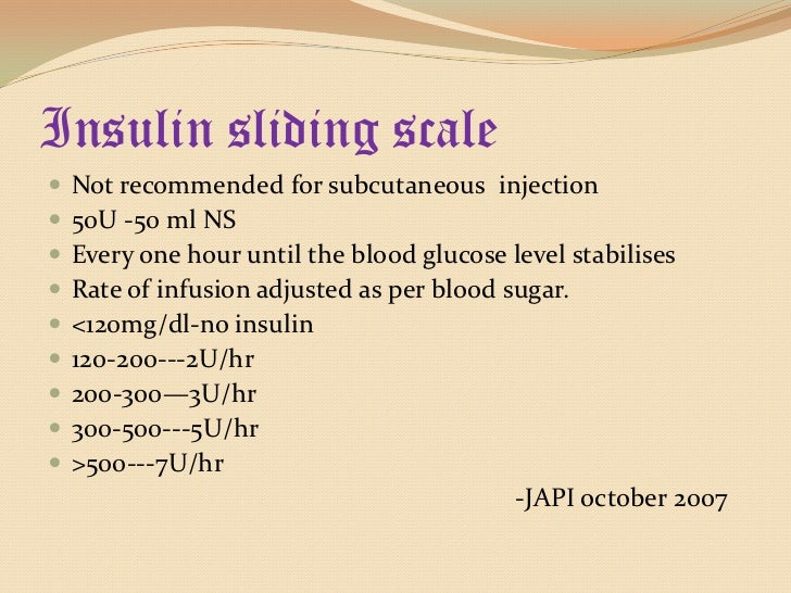 Humulin Sliding Scale Chart