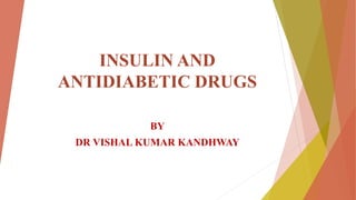 INSULIN AND
ANTIDIABETIC DRUGS
BY
DR VISHAL KUMAR KANDHWAY
 