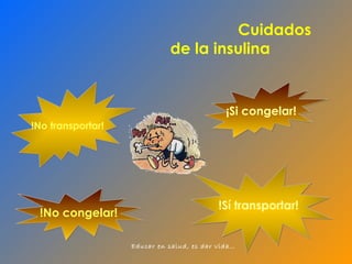 ¡Si congelar! !No transportar! !No congelar! !Sí transportar! Cuidados de la insulina 