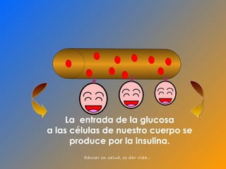 La  entrada de la glucosa a las células de nuestro cuerpo se produce por la insulina. 