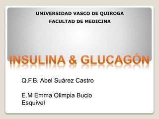 UNIVERSIDAD VASCO DE QUIROGA
FACULTAD DE MEDICINA
Q.F.B. Abel Suárez Castro
E.M Emma Olimpia Bucio
Esquivel
 
