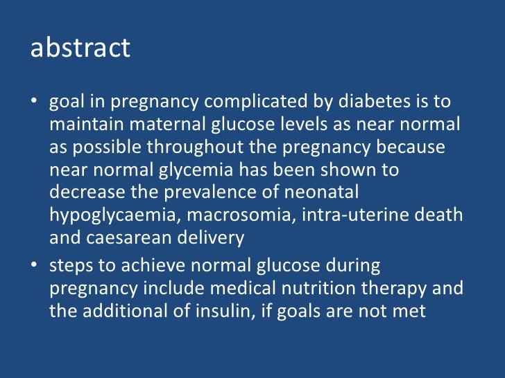 Insulin Therapy in Pregnant Women