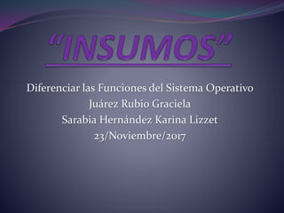 Diferenciar las Funciones del Sistema Operativo
Juárez Rubio Graciela
Sarabia Hernández Karina Lizzet
23/Noviembre/2017
 